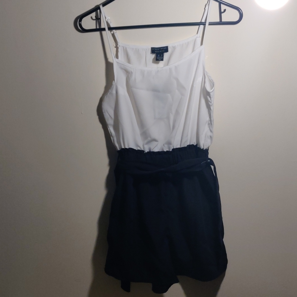 White and black romper